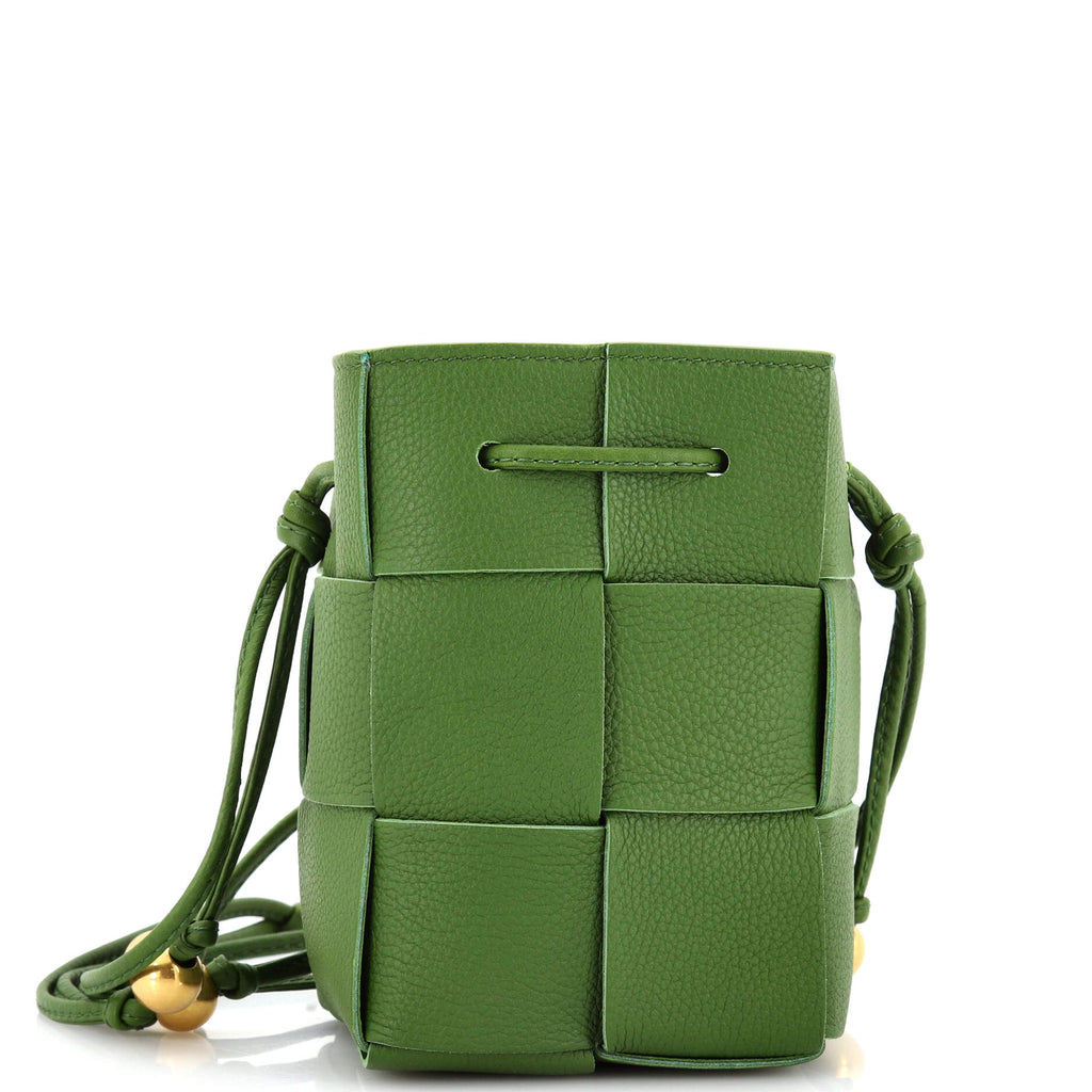 Bottega Veneta Cassette Bucket Bag Maxi Intrecciato Leather with Beaded  Details Mini Green 2347791