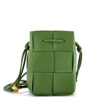 BOTTEGA VENETA Green Intrecciato Leather Mini Cassette Bucket Bag