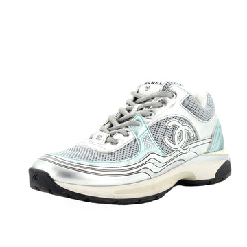 Chanel Women's CC Low-Top Sneakers Fabric and Laminated Leather
