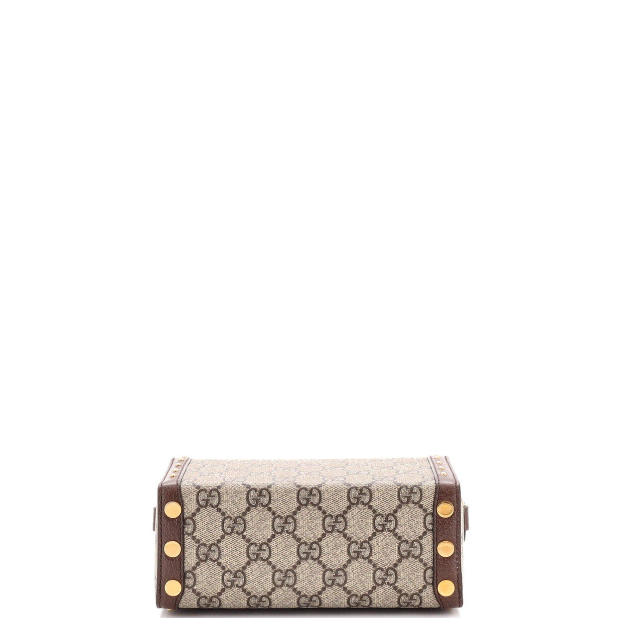 Gucci Trunk Flap Lock Shoulder Bag GG Coated Canvas with Studded