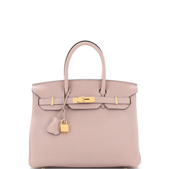 Hermes Birkin Handbag Purple Clemence with Gold Hardware 30