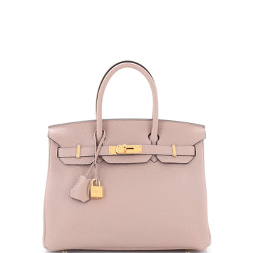 Hermes Birkin Handbag Purple Clemence with Gold Hardware 30