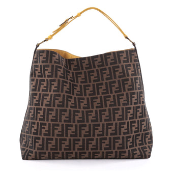 Fendi Buckle Strap Hobo Zucca Canvas Large Brown 2349101
