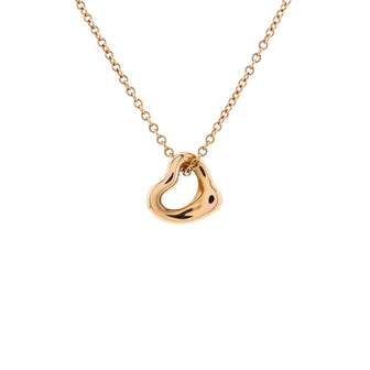 Tiffany & Co. Elsa Peretti Open Heart Pendant Necklace 18K Rose Gold 7mm