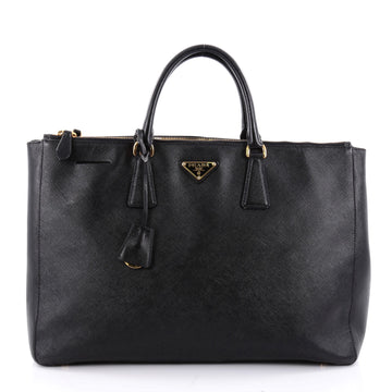 Prada Double Zip Lux Tote Saffiano Leather Medium Black 2349502