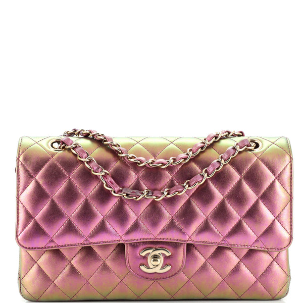 Chanel Classic Double Flap Bag Quilted Iridescent Calfskin Medium Multicolor