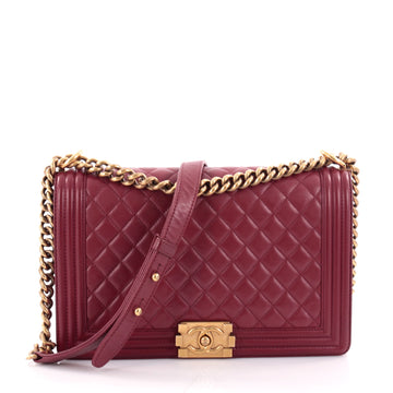 Chanel Boy Flap Bag Quilted Lambskin New Medium Red 2349601