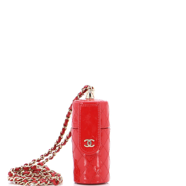 Chanel CC Allure Lipstick Case with Chain Quilted Patent Red 2349638