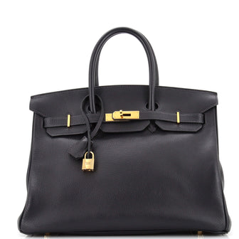 Hermes Birkin Handbag Blue Togo with Gold Hardware 35