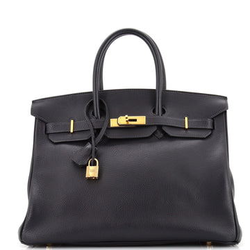 Hermes Birkin Handbag Blue Togo with Gold Hardware 35
