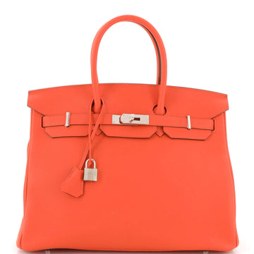 Hermes Birkin Handbag Orange Togo with Palladium Hardware 35
