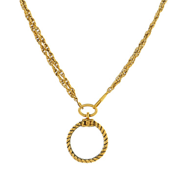 Chanel Vintage Magnifying Glass Pendant Necklace Metal