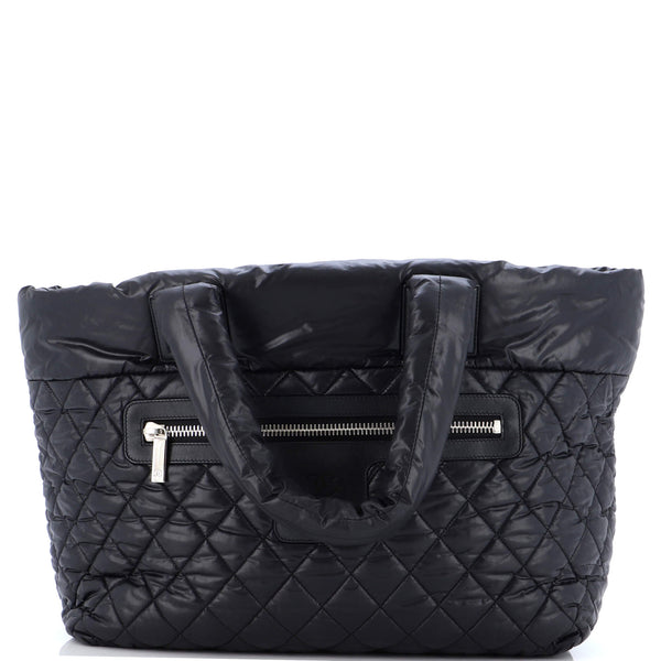 Chanel Coco Cocoon Zipped Tote Quilted Nylon Large Black 234967180