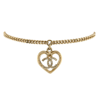 Chanel CC Heart Charm Bracelet Metal with Crystals