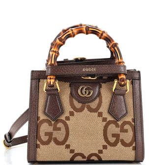 Gucci Diana NM Bamboo Handle Tote Jumbo GG Canvas Mini
