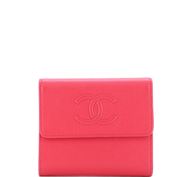 Chanel Timeless Trifold Wallet Leather Compact Pink