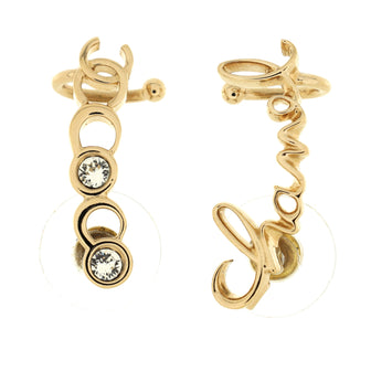 Chanel Coco Script Climber Earrings Metal with Crystals