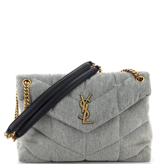 Saint Laurent Loulou Puffer Shoulder Bag Quilted Vintage Denim Medium