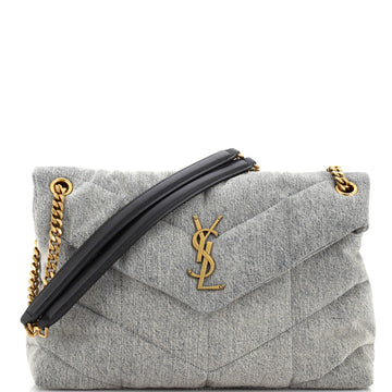 Saint Laurent Loulou Puffer Shoulder Bag Quilted Vintage Denim Medium