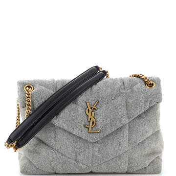 Saint Laurent Loulou Puffer Shoulder Bag Quilted Vintage Denim Medium
