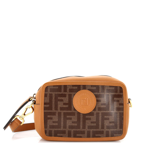 Fendi FF Logo Stamp Camera Bag Zucca Coated Canvas Mini Brown 23498173