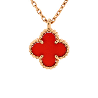 Van Cleef & Arpels Sweet Alhambra Pendant Necklace 18K Rose Gold and Carnelian