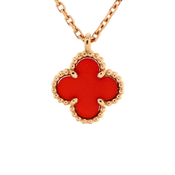 Van Cleef & Arpels Sweet Alhambra Pendant Necklace 18K Rose Gold and Carnelian