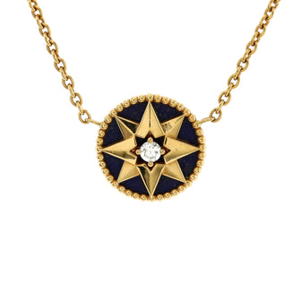 Christian Dior Rose des Vents Pendant Necklace 18K Yellow Gold with Diamond and Lapis Lazuli
