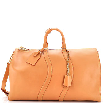 Louis Vuitton Wavy Keepall Bandouliere Bag Vachetta Leather 50 Brown 2349819