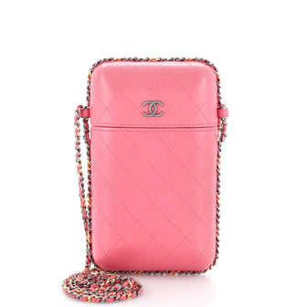 Chanel Chain Around Phone Holder Box Crossbody Quilted Lambskin