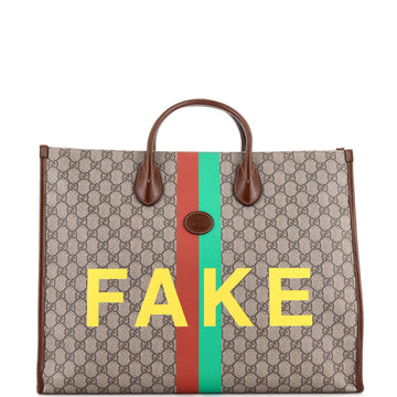 Gucci Fake/Not Convertible Open Tote Printed GG Coated Canvas Large