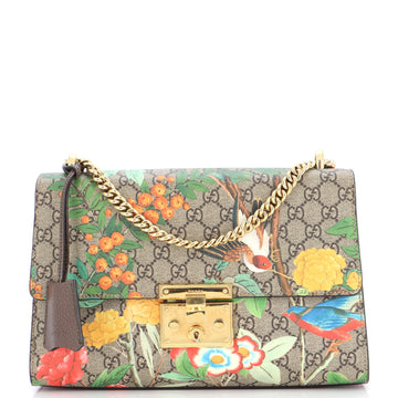 Gucci Padlock Shoulder Bag Tian Print GG Coated Canvas Medium