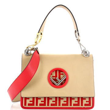 Fendi Kan I F Shoulder Bag Leather with Zucca Embossed Detail Medium