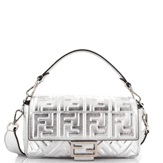 Fendi Baguette NM Bag Zucca Embossed Leather Medium