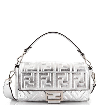 Fendi Baguette NM Bag Zucca Embossed Leather Medium