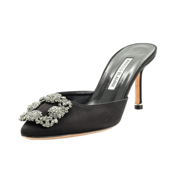 Manolo Blahnik Women's Hangisimu Heeled Mules Satin 70