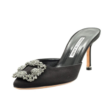 Manolo Blahnik Women's Hangisimu Heeled Mules Satin 70