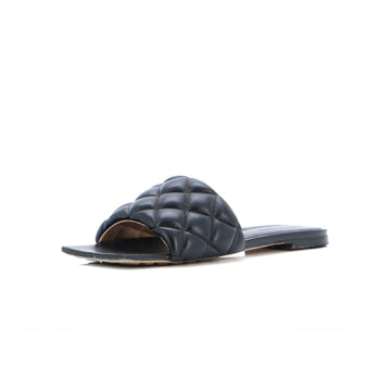 Bottega Veneta Women's Rubber Lido Flat Sandals Quilted Embossed Leather