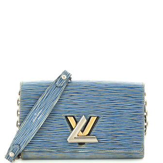 Louis Vuitton Blue/White Epi Twist Wallet On Chain