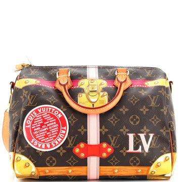 Louis Vuitton Speedy Bandouliere Bag Limited Edition Summer Trunks Monogram Canvas 30