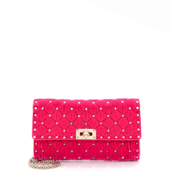 Valentino Garavani Rockstud Spike Wallet on Chain Quilted Velvet Small