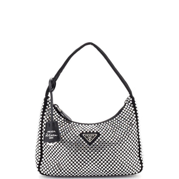 Prada Re-Edition 2000 Hobo Crystal Embellished Satin Mini