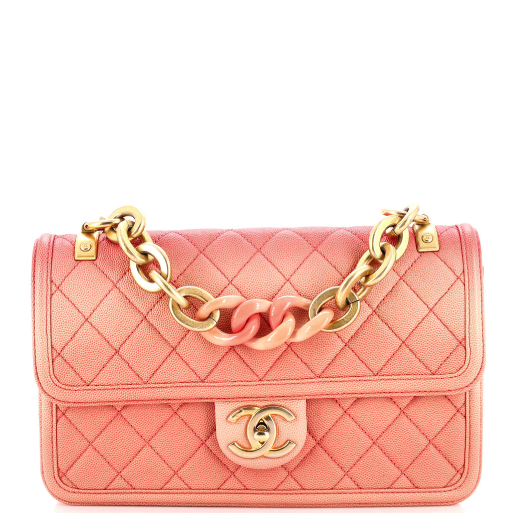 Chanel Sunset On The Sea Flap Bag Quilted Caviar Medium Pink 2343672