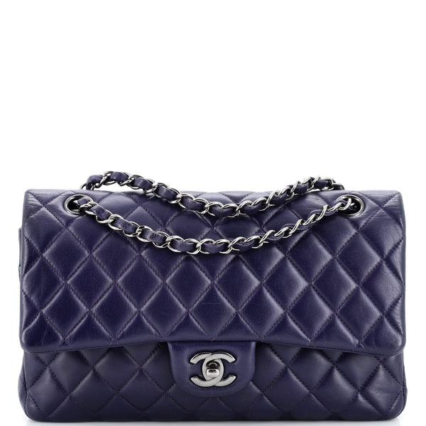 Chanel Classic Double Flap Bag Quilted Lambskin Medium Purple