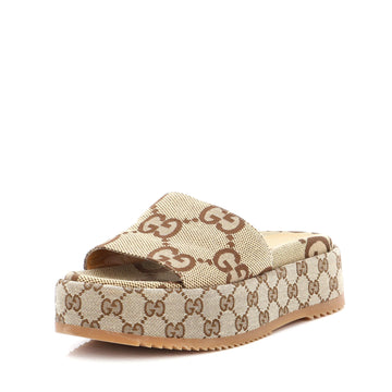 Gucci Women's Angelina Platform Slide Sandals GG Canvas