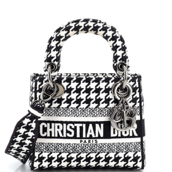 Christian Dior Lady D-Lite Bag Houndstooth Canvas Mini