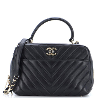 Chanel Trendy CC Bowling Bag Chevron Lambskin Medium Black 23519922