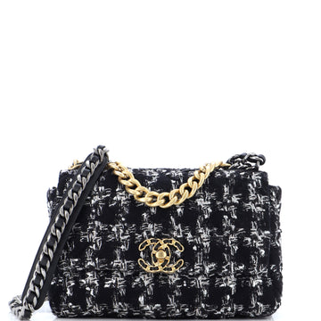 Chanel 19 Flap Bag Quilted Houndstooth Tweed and Ribbon Medium