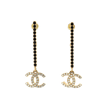 Chanel CC Bar Drop Earrings Metal with Crystals