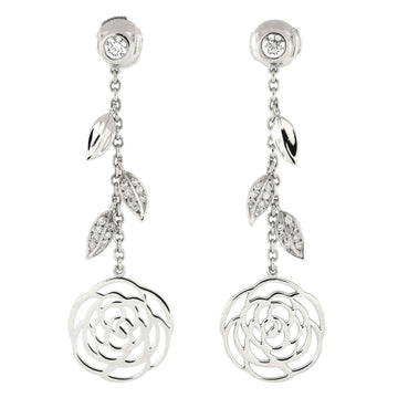 Chanel Camellia Ajoure Drop Earrings 18K White Gold with Diamonds